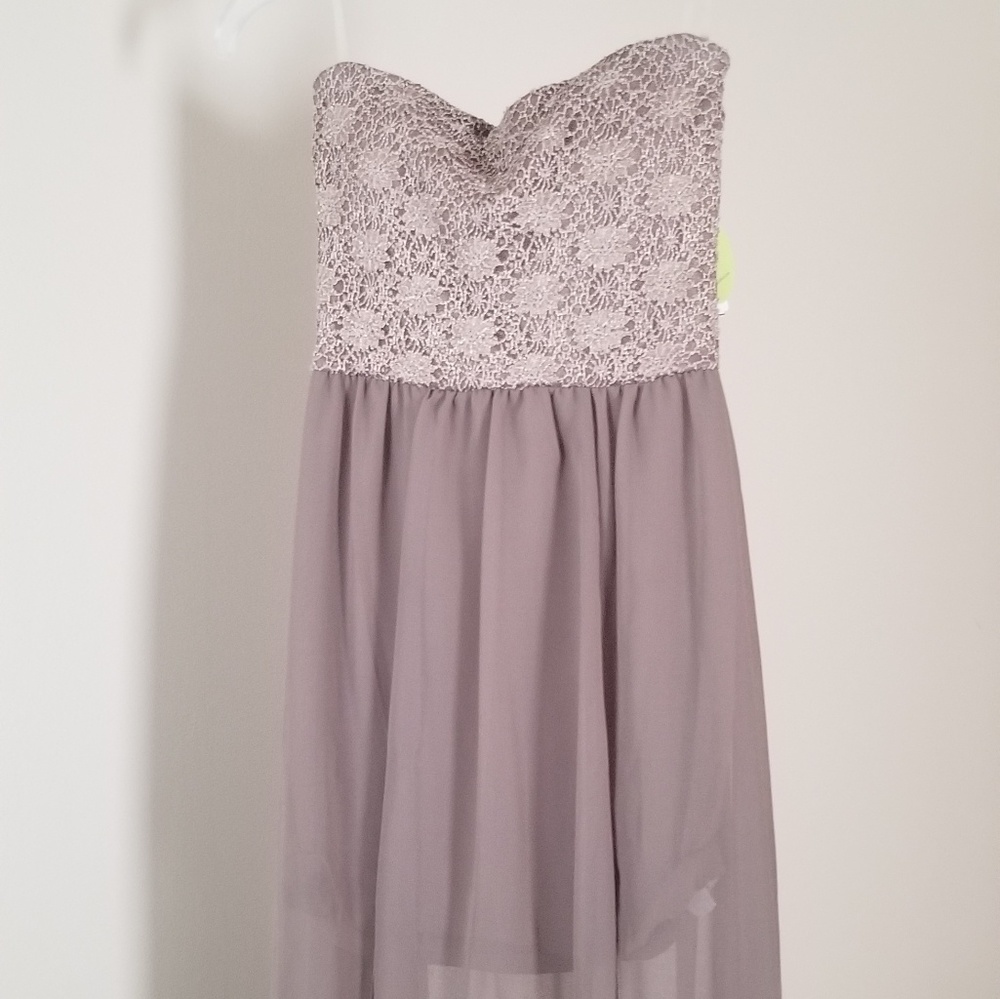 NWT Lace Taupe Hi Low Dress